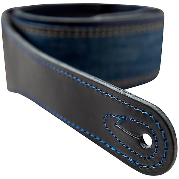 Taylor Guitar Strap Navy Leather Edge - Blue Denim 2.5 in.