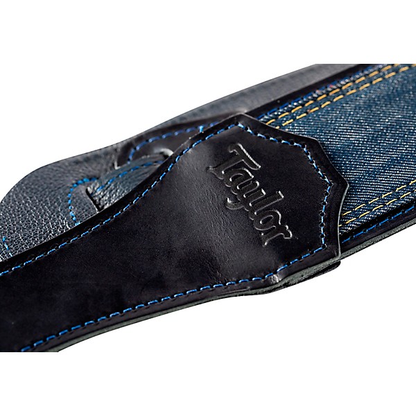 Taylor Guitar Strap Navy Leather Edge - Blue Denim 2.5 in.