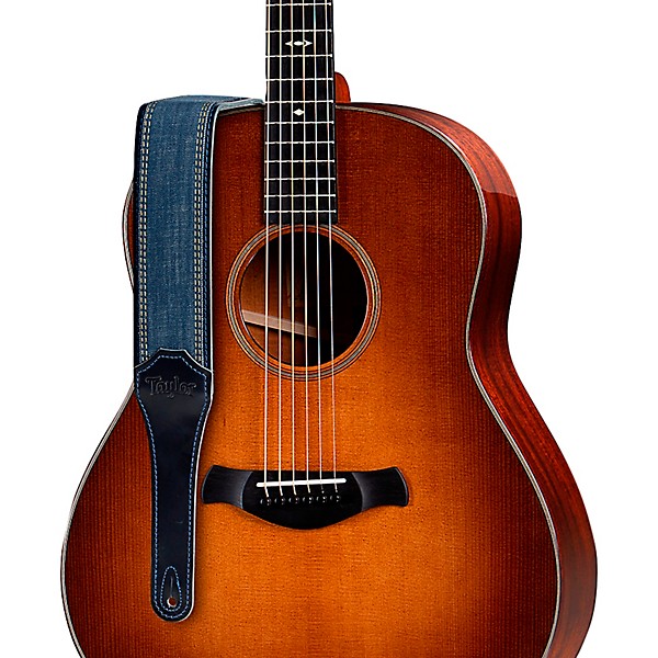Taylor Guitar Strap Navy Leather Edge - Blue Denim 2.5 in.