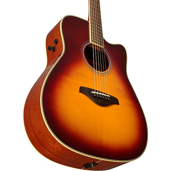 Yamaha FGC-TA TransAcoustic Dreadnought Cutaway Acoustic-Electric Guitar Brown Sunburst