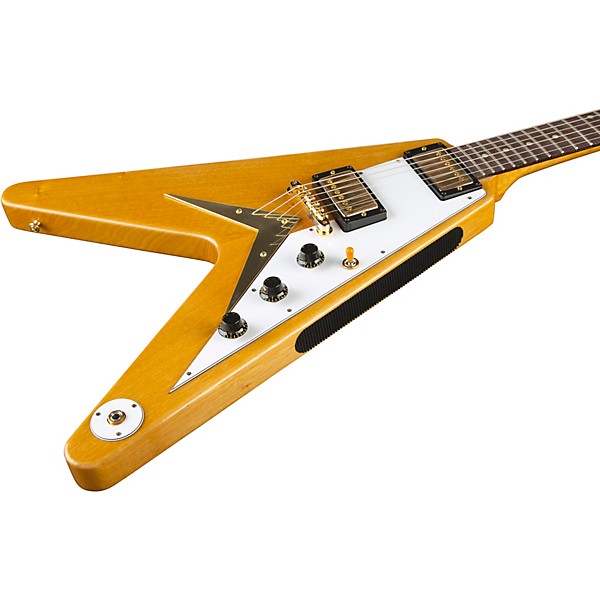 Gibson Custom 1958 Korina Flying V White Pickguard Electric Guitar Natural