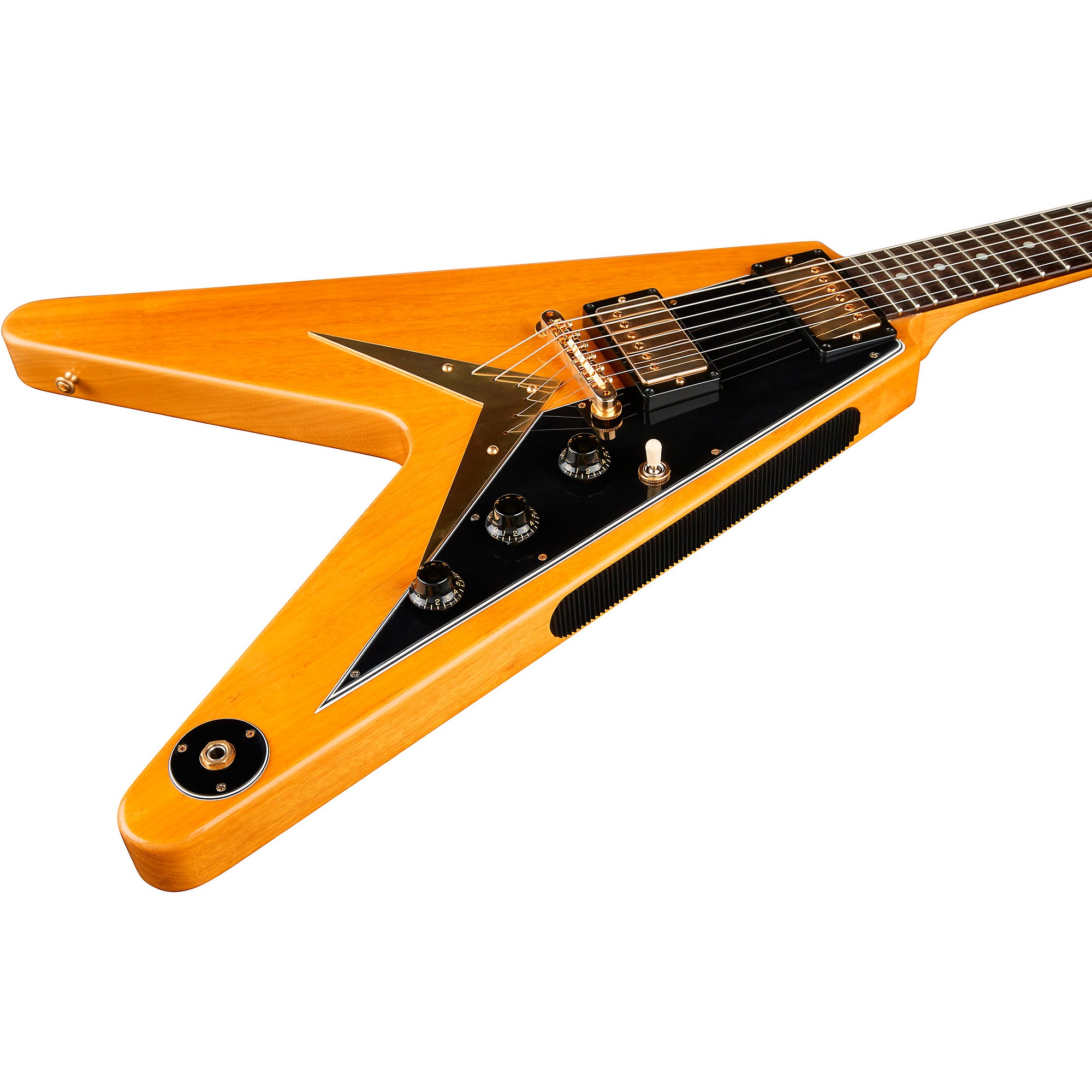 Platinum Gibson Custom 1958 Korina Flying V Black Pickguard