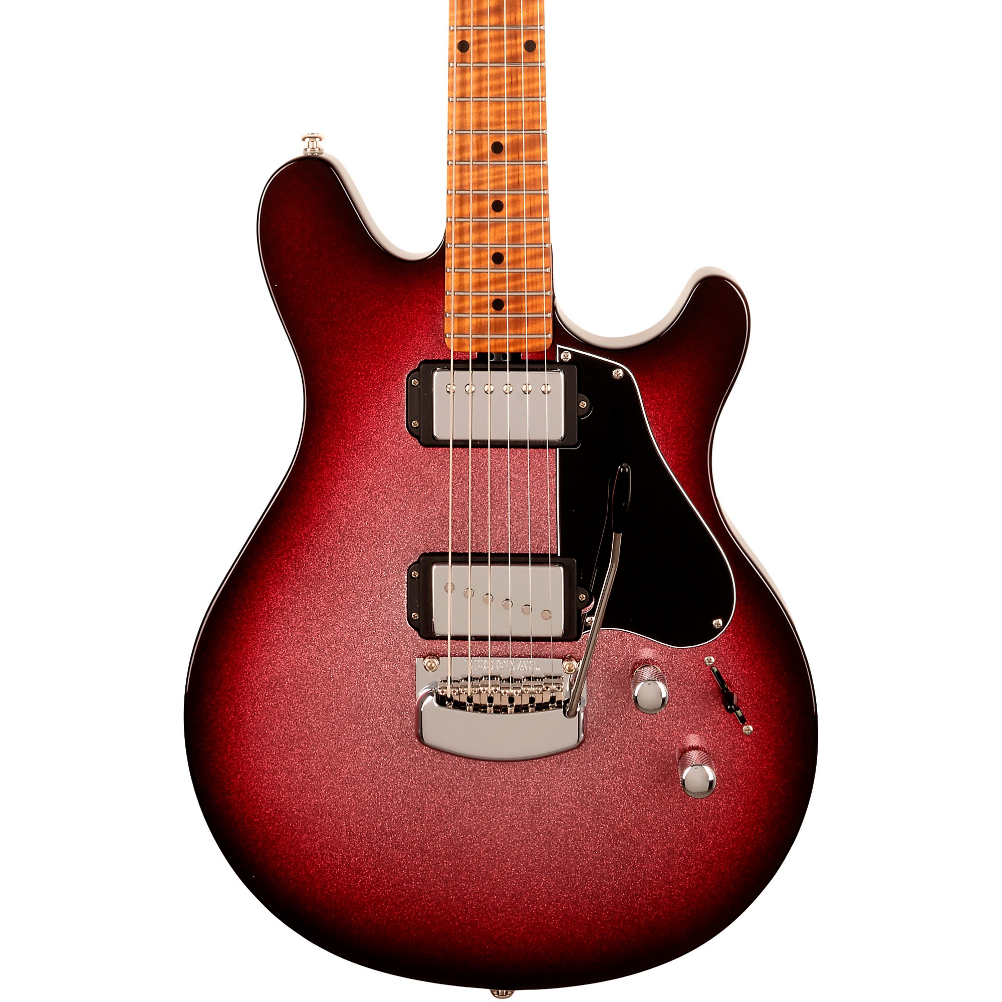 Ernie Ball Music Man Valentine Tremolo Electric Guitar Maroon Sparkle Burst  | Guitar Center