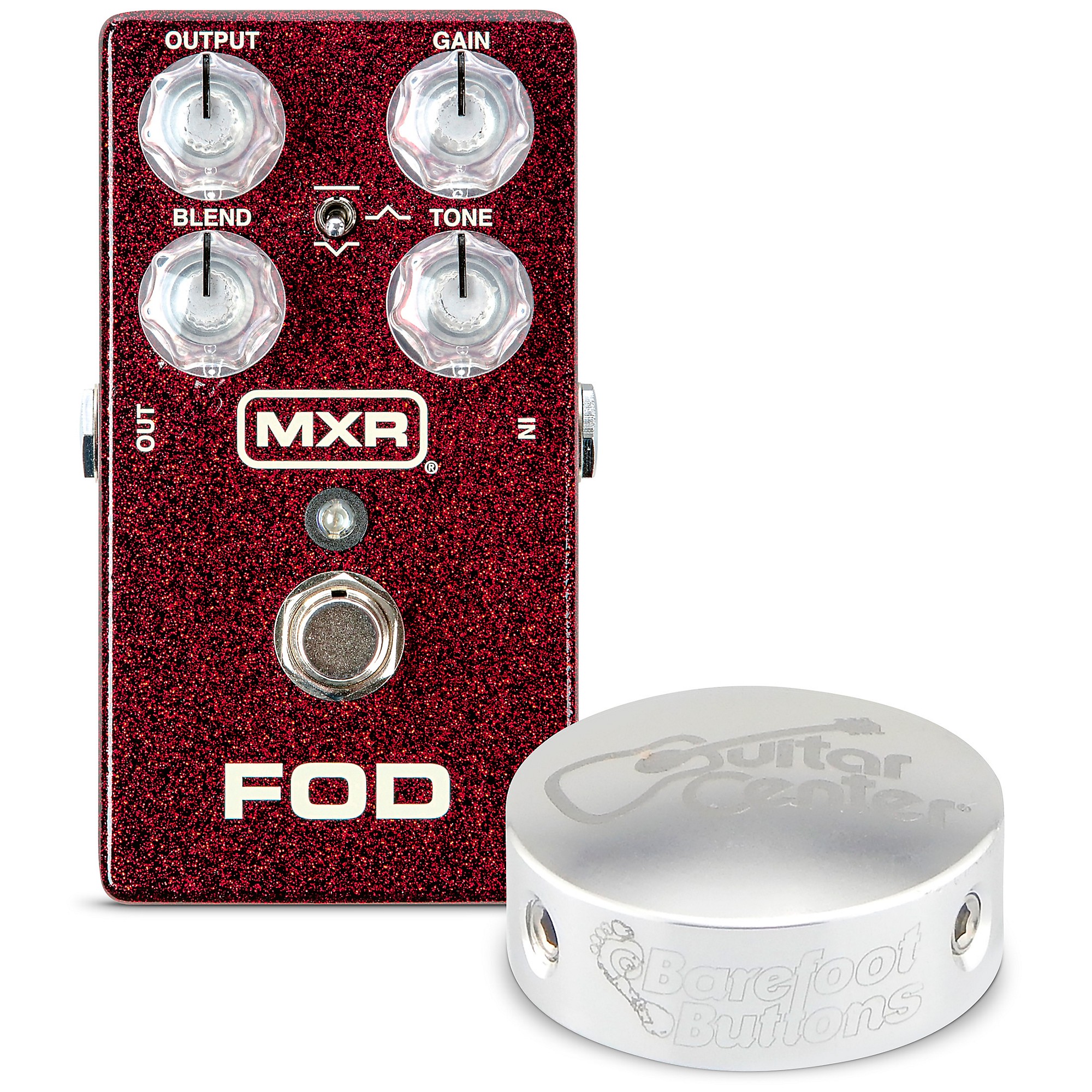 MXR FOD Drive Deep Red Sparkle With Free Barefoot Button Silver V1