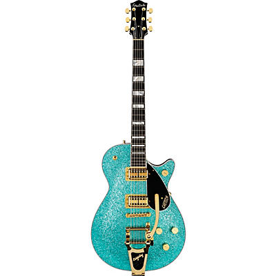 Gretsch Guitars G6229tg Limited-Edition Players Edition Sparkle Jet Bt Electric Guitar With Bigsby And Gold Hardware Ocean Turquoise Sparkle for sale