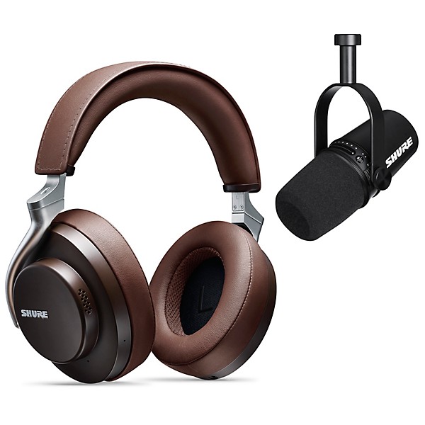 Shure MV7-K USB Microphone and AONIC 50 Headphones Content Creator Bundle Brown