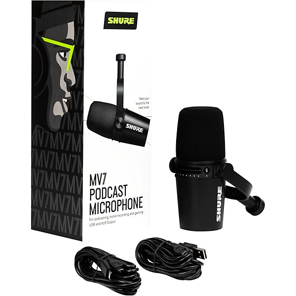 Shure MV7-K USB Microphone and SE215 Earphones Content Creator Bundle Clear