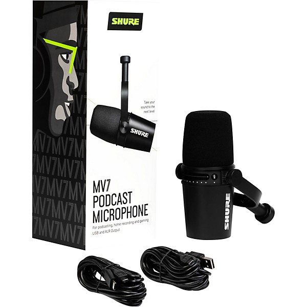 Shure MV7-K USB Microphone and AONIC215 Earphones Content Creator Bundles Black