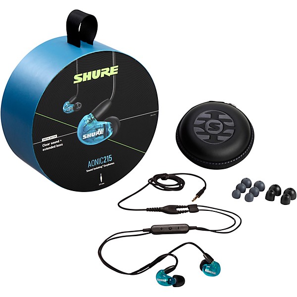 Shure MV7-K USB Microphone and AONIC215 Earphones Content Creator Bundles Blue
