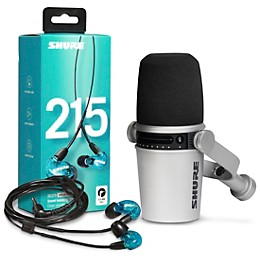 Shure MV7-S USB Microphone and SE215 Earphones Content Creator Bundle Blue