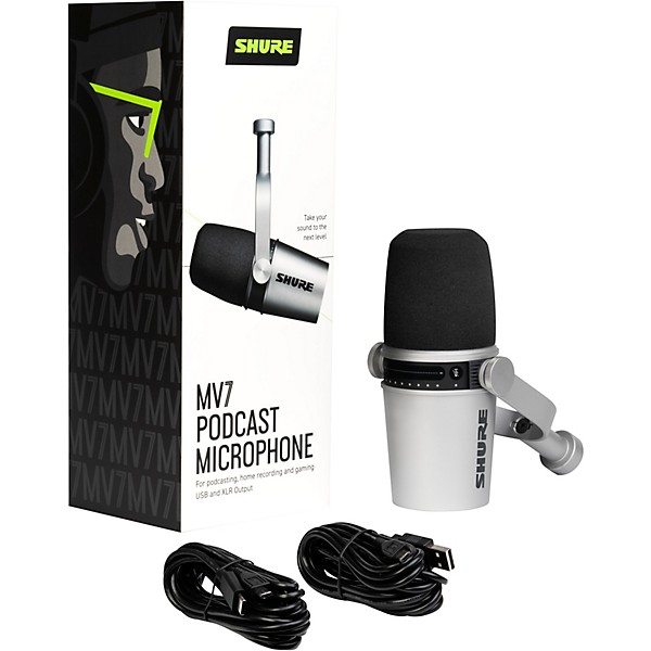 Shure MV7-S USB Microphone and AONIC215 Earphones Content Creator Bundles Blue