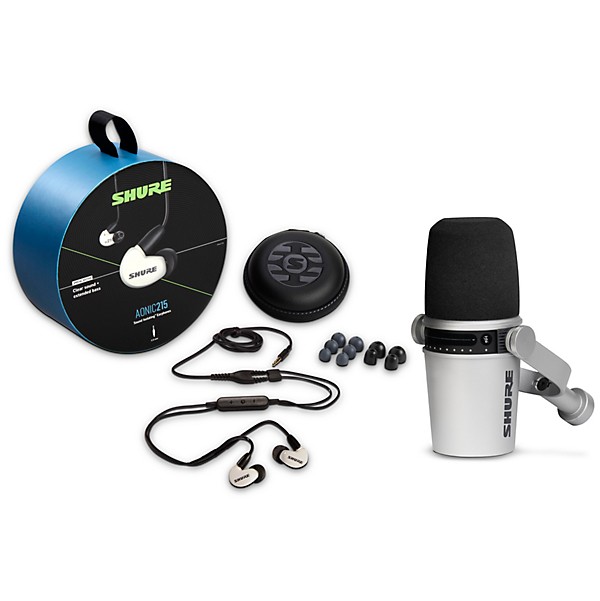 Shure MV7-S USB Microphone and AONIC215 Earphones Content Creator