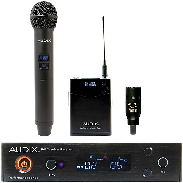 Audix AP41 OM2 L10 Wireless Microphone System With R41 Diversity Receiver, H60/OM2 Handheld Transmitter and ADX10 Lavalier...