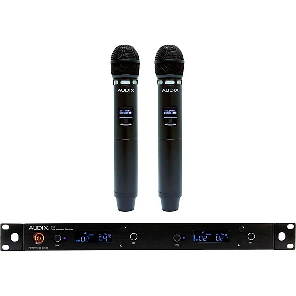 Audix AP42 VX5 Dual Handheld Wireless Microphone System With R42 2-Channel Diversity Receiver and 2 H60/VX5 Handheld Trans...