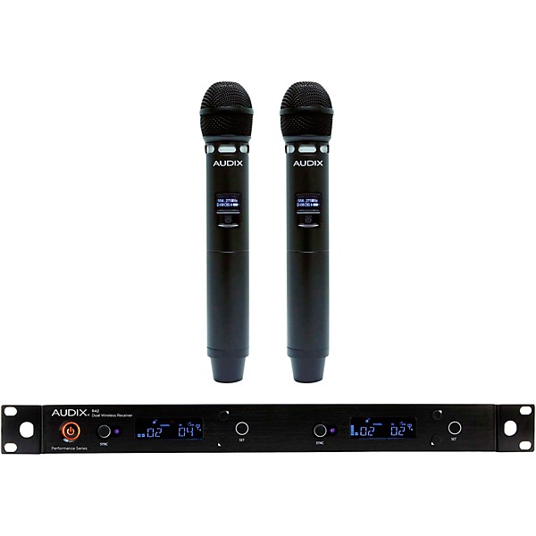Audix AP42 VX5 Dual Handheld Wireless Microphone System With R42 2-Channel Diversity Receiver and 2 H60/VX5 Handheld Trans...