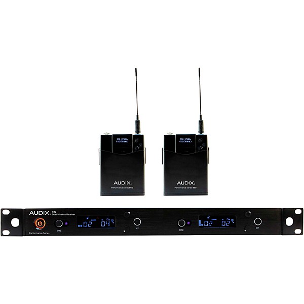 Audix AP42 BP Wireless Microphone System with R42 Two Channel Diversity Receiver and Two B60 Bodypack Transmitter (Microph...
