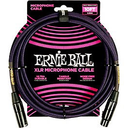 Ernie Ball Braided XLR Microphone Cable 10 ft. Neon Purpl... Ernie Ball Braided XLR Microphone Cable 10 ft. Neon Purple/Black