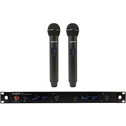 Audix AP42 OM2 Dual Handheld Wireless Microphone System with R42 Two Channel Diversity Receiver and Two H60/OM2 Handheld Transmitters Band A