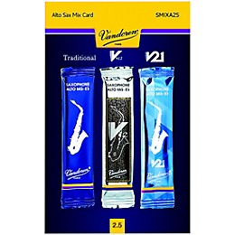 Vandoren Alto Saxophone Mix Card; Includes 1 each Traditional, V12 and V21 2.5