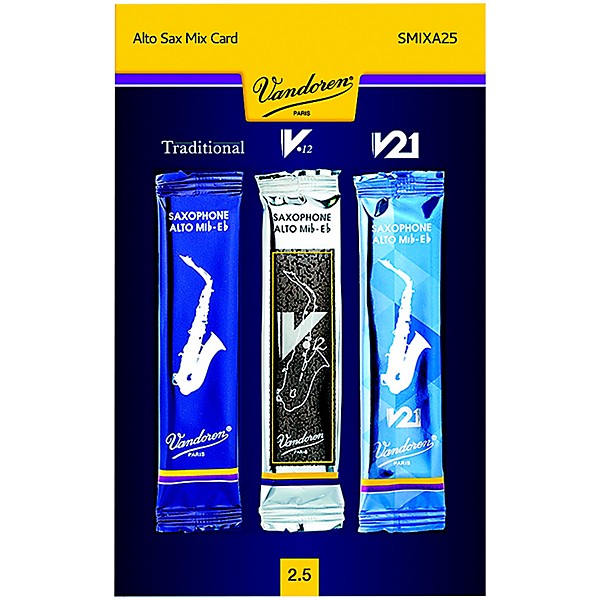 Vandoren Alto Saxophone Mix Card; Includes 1 each Traditional, V12 and V21 2.5