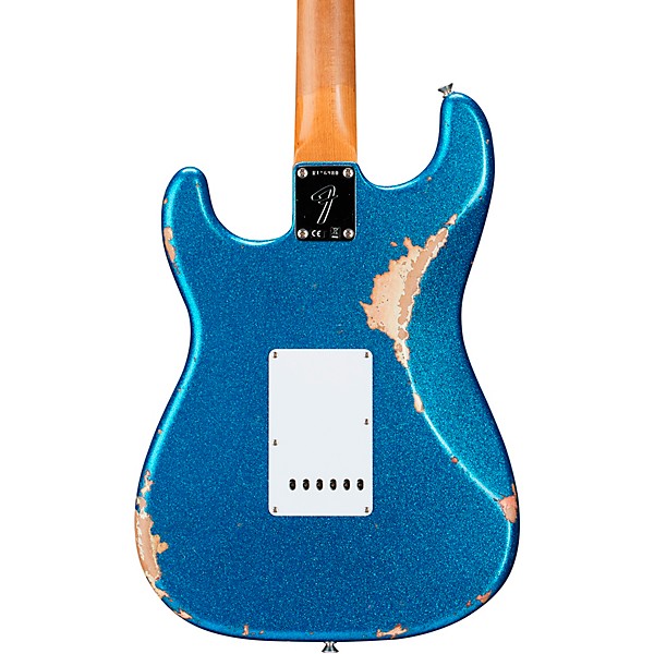 Fender Custom Shop Limited-Edition Texas Stratocaster Heavy Relic Electric Guitar Blue Flake/Candy Apple Red/Aged Olympic ...