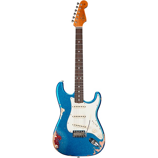 Fender Custom Shop Limited-Edition Texas Stratocaster Heavy Relic Electric Guitar Blue Flake/Candy Apple Red/Aged Olympic ...