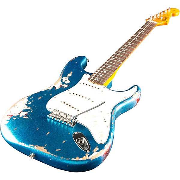 Fender Custom Shop Limited-Edition Texas Stratocaster Heavy Relic Electric Guitar Blue Flake/Candy Apple Red/Aged Olympic ...