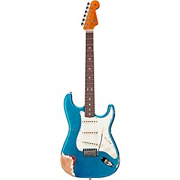 Fender Custom Shop Limited-Edition Texas Stratocaster Heavy Relic Electric Guitar Blue Flake/Candy Apple Red/Aged Olympic White