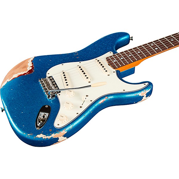 Fender Custom Shop Limited-Edition Texas Stratocaster Heavy Relic Electric Guitar Blue Flake/Candy Apple Red/Aged Olympic ...