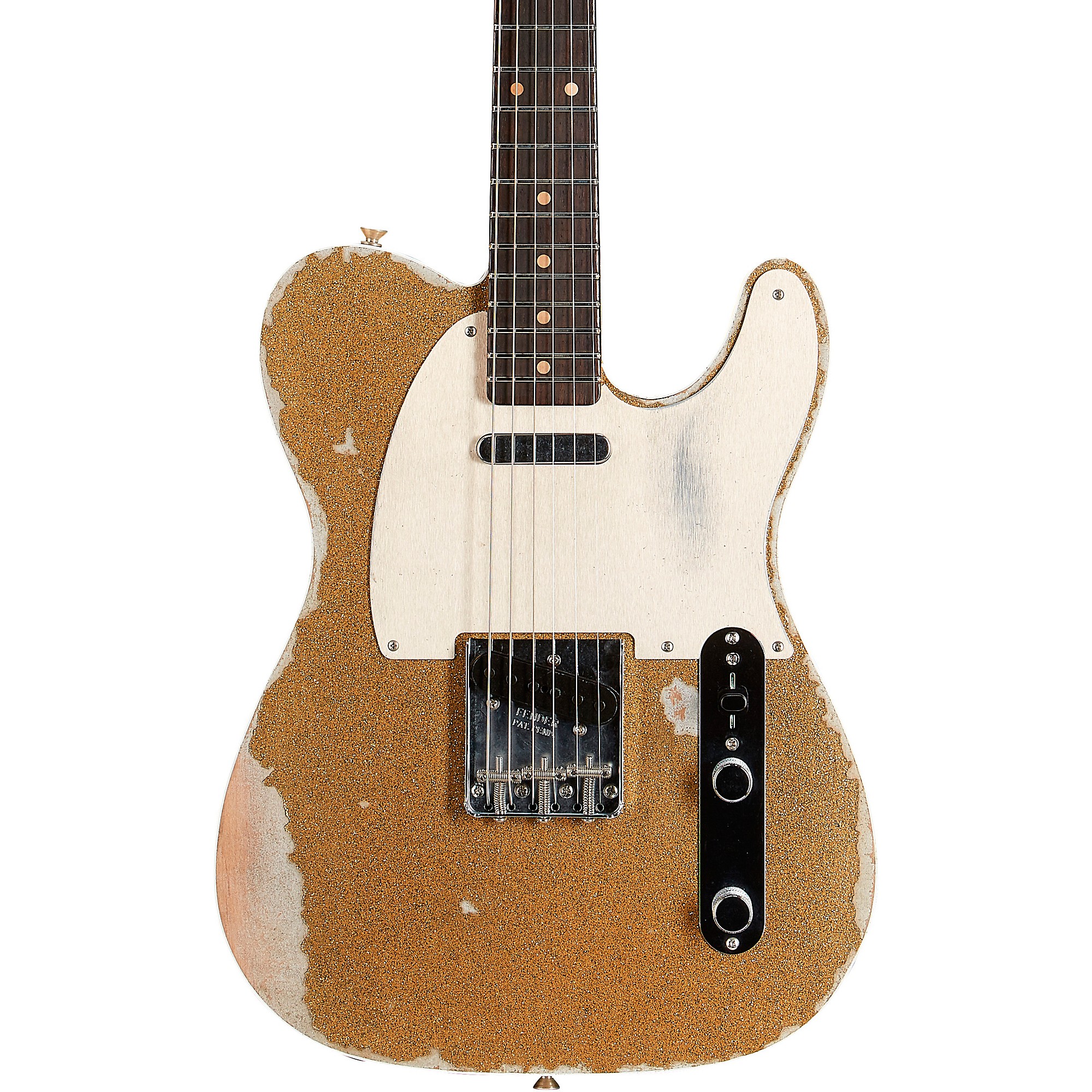 Fender Custom Shop Limited-Edition Texas Telecaster Heavy Relic Electric  Guitar Gold Metal Flake/Aged Olympic White