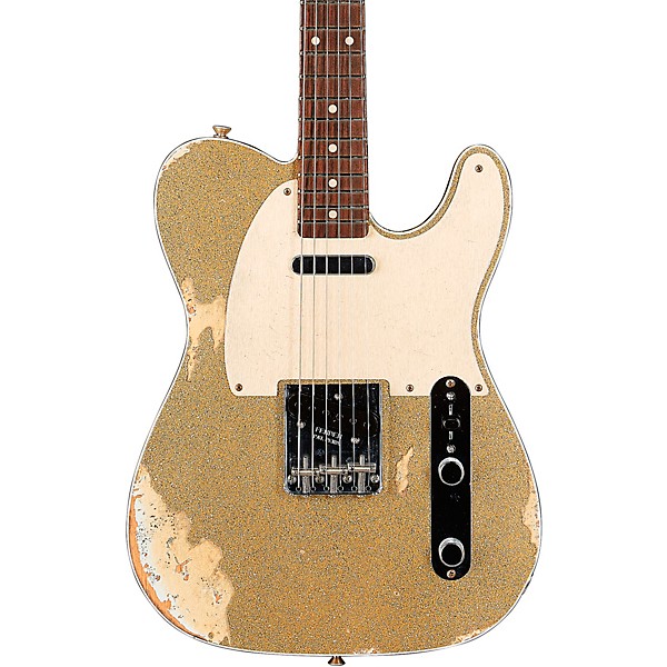 Fender Custom Shop Limited-Edition Texas Telecaster Heavy Relic Electric Guitar Gold Metal Flake/Aged Olympic White