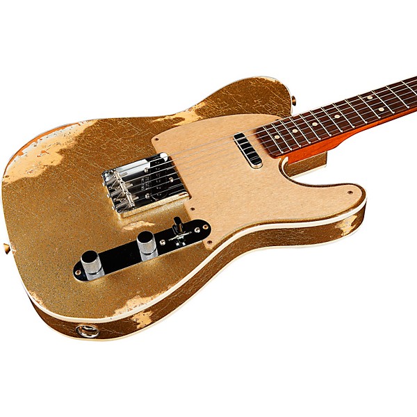 Fender Custom Shop Limited-Edition Texas Telecaster Heavy Relic Electric Guitar Gold Metal Flake/Aged Olympic White