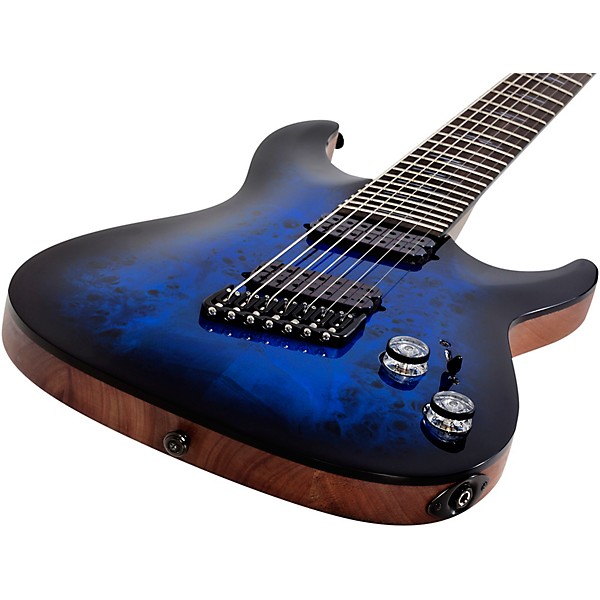 Schecter Guitar Research Omen Elite-7 MS Electric Guitar See-Thru Blue Burst