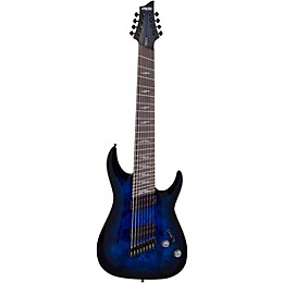 Schecter Guitar Research Omen Elite-8 MS Electric Guitar See-Thru Blue Burst