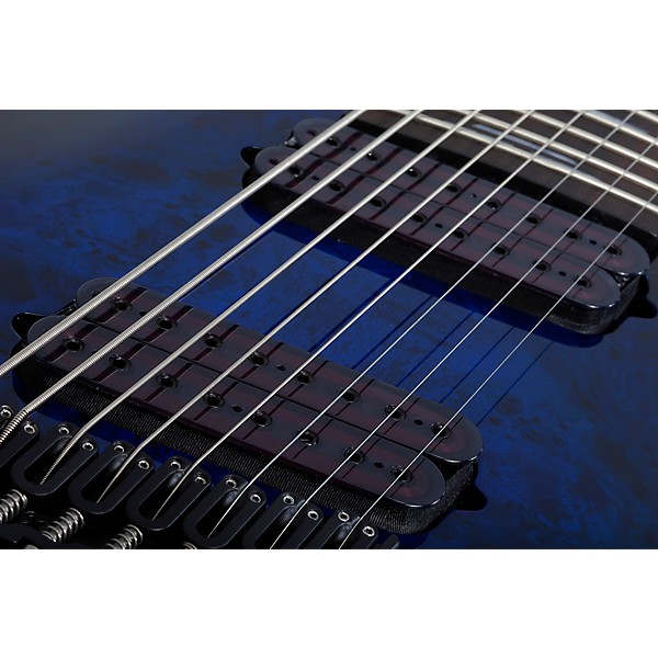 Schecter Guitar Research Omen Elite-8 MS Electric Guitar See-Thru Blue Burst