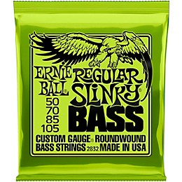 Ernie Ball 2832 Regular Slinky Round Wound Bass Strings 3 Pack with Neoprene Polylock Guitar Strap