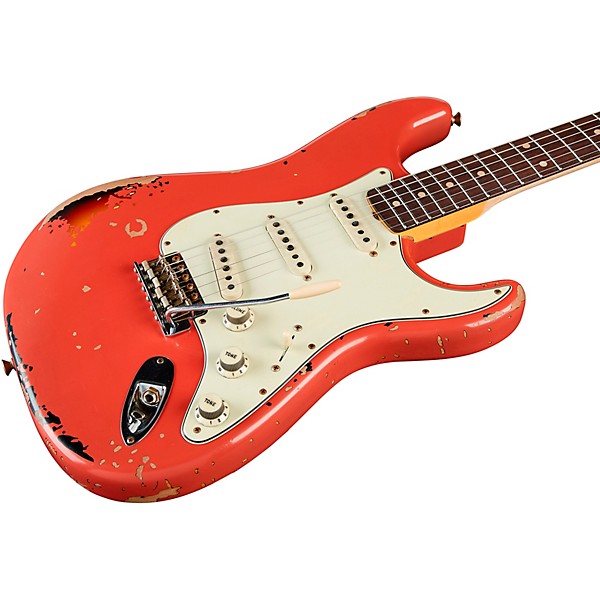 Fender Custom Shop Michael Landau Signature 1963 Stratocaster Relic Electric Guitar Fiesta Red over 3-Color Sunburst