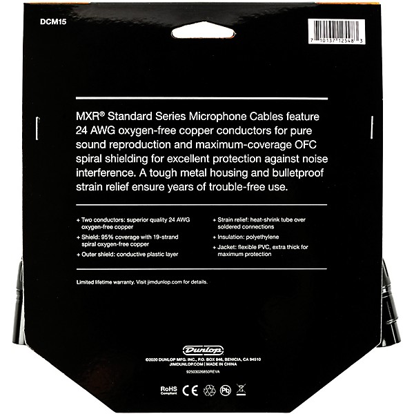MXR XLR Microphone Cable 15 ft. Black