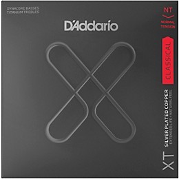 D'Addario XT Silver-Plated Copper Dynacore Titanium Classical Guitar Strings, Normal Tension, Light, 28-44w