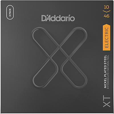 D'addario Xt Nickel Plated Steel Electric Guitar Strings, 10-46, Light 3-Pack for sale