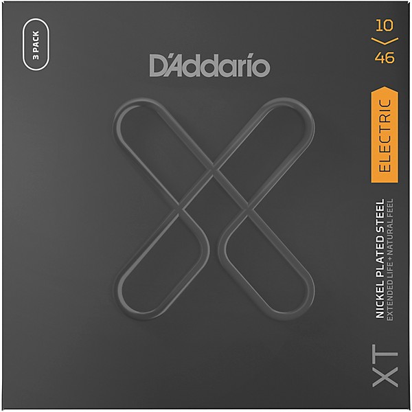D'Addario XT Nickel Plated Steel Electric Guitar Strings, 10-46, Light 3-Pack