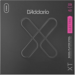 D'Addario Nickel-Plated Steel Electric Guitar XT 09-42, Super Light 3-Pack