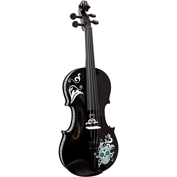 Rozanna's Violins Mariachi Black Sugar Skull Series Violin Outfit 4/4