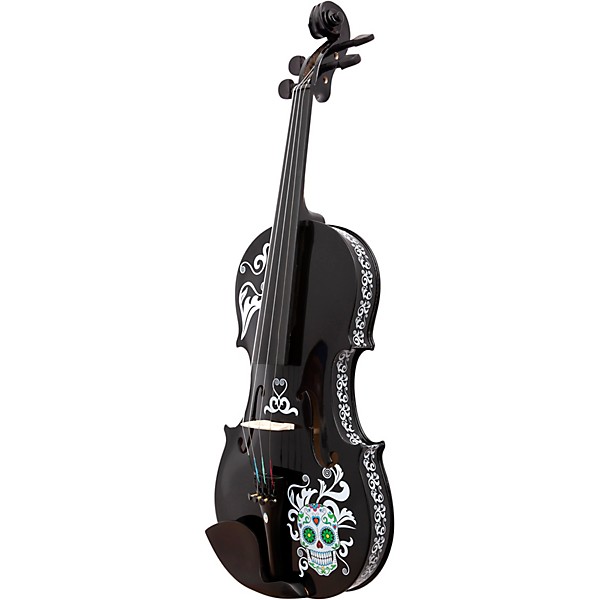 Rozanna's Violins Mariachi Black Sugar Skull Series Violin Outfit 3/4