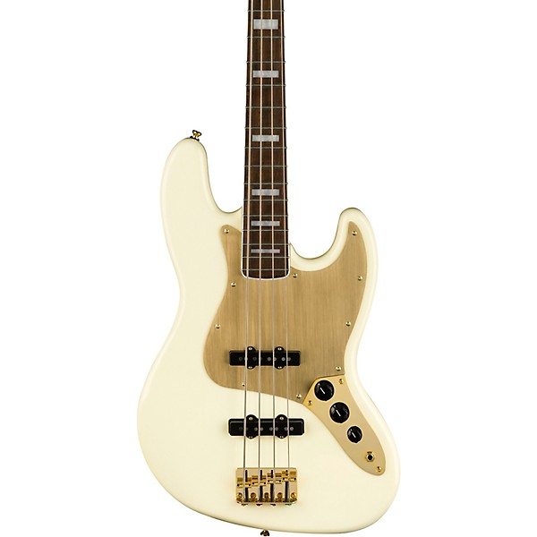 Squier 40th Anniversary Jazz Bass Gold Edition Olympic White