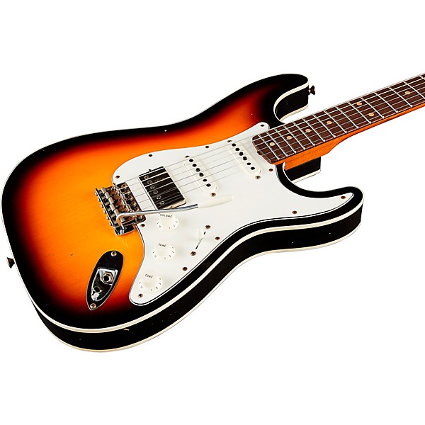 Fender Custom Shop Limited-Edition Double-Bound HSS Stratocaster Journeyman Relic Electric Guitar Aged 3-Color Sunburst