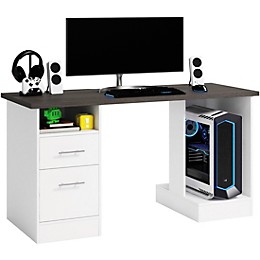 SAUDER Workstation Desk for Gaming and Content Creation with Charcoal Ash Accent Top White