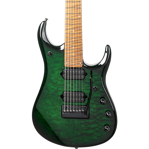 Ernie Ball Music Man JP15 7-String Suplex Electric Guitar Green Tiger Eye Quilt