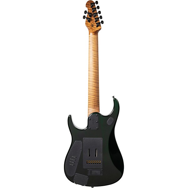 Ernie Ball Music Man JP15 7-String Suplex Electric Guitar Green Tiger Eye Quilt