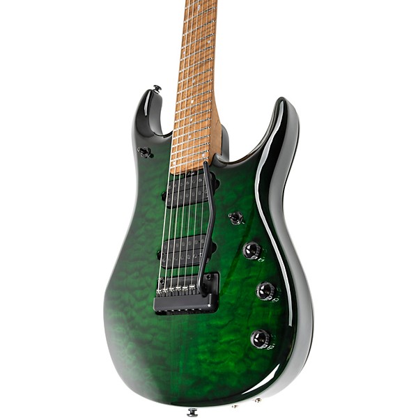 Ernie Ball Music Man JP15 7-String Suplex Electric Guitar Green Tiger Eye Quilt